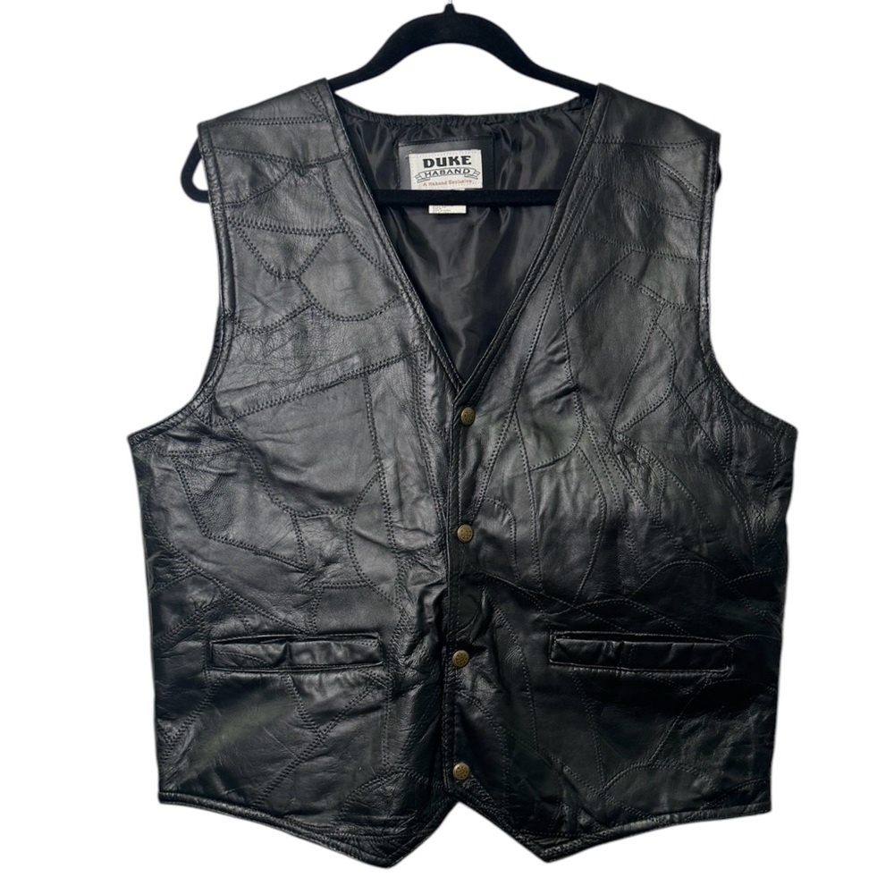 Vintage Duke Haband 100% genuine leather vest, patchwork style, size medium